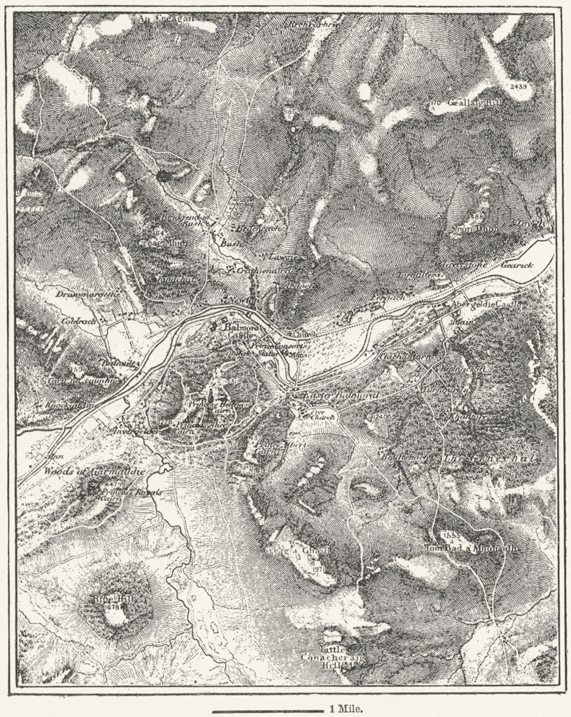 SCOTLAND. Balmoral, sketch map c1885 old antique vintage plan chart